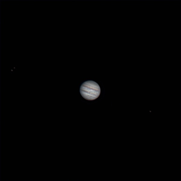 Jupiter showing cloud bands and atmospheric detail.